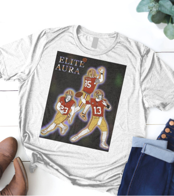 San Francisco 49ers Elite Aura Kittle 85 Redemption Tour 23 13 Football Drawing T-Shirt