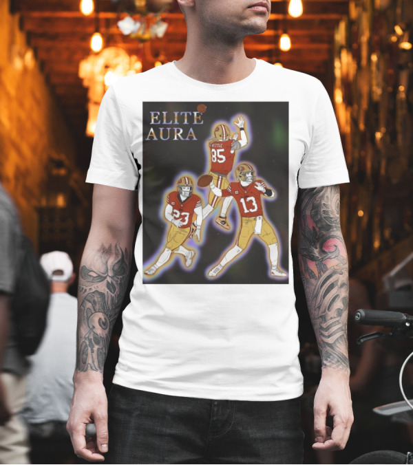 San Francisco 49ers Elite Aura Kittle 85 Redemption Tour 23 13 Football Drawing T-Shirt