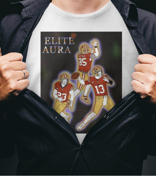 San Francisco 49ers Elite Aura Kittle 85 Redemption Tour 23 13 Football Drawing T-Shirt