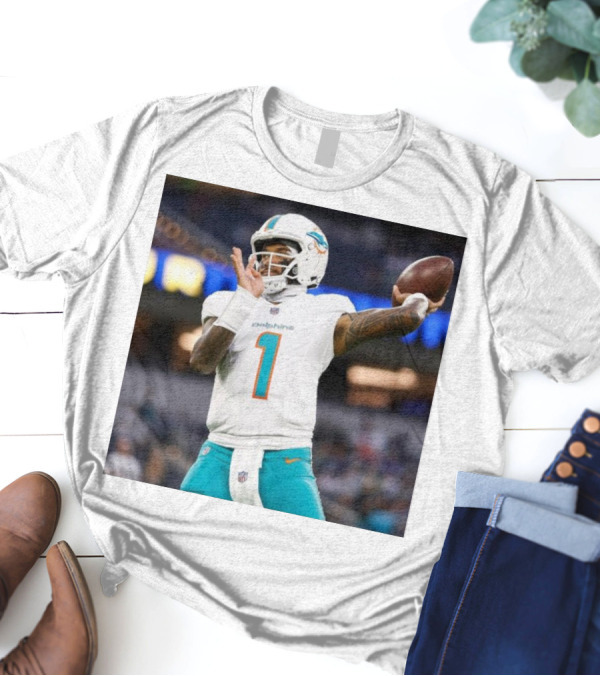 Miami Dolphins Tua Tagovailoa Football Action Win On The Road Primetime Victory T-Shirt