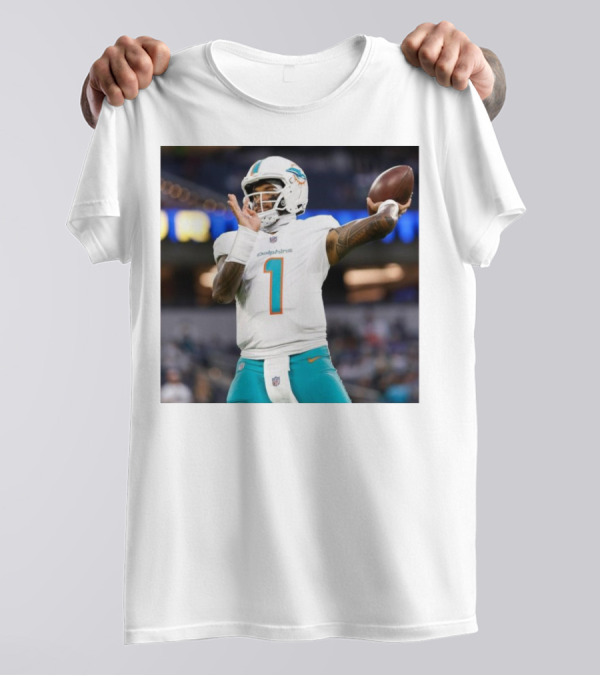 Miami Dolphins Tua Tagovailoa Football Action Win On The Road Primetime Victory T-Shirt