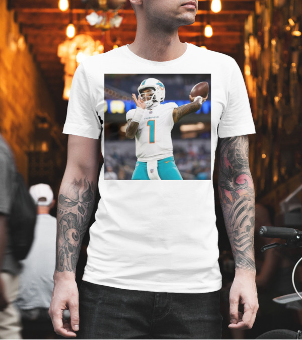 Miami Dolphins Tua Tagovailoa Football Action Win On The Road Primetime Victory T-Shirt