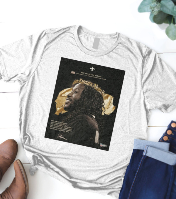 New Franchise Record Alvin Kamara All-Time Career Rushing Leader Most Career Touchdowns New Orleans Saints NFL T-Shirt