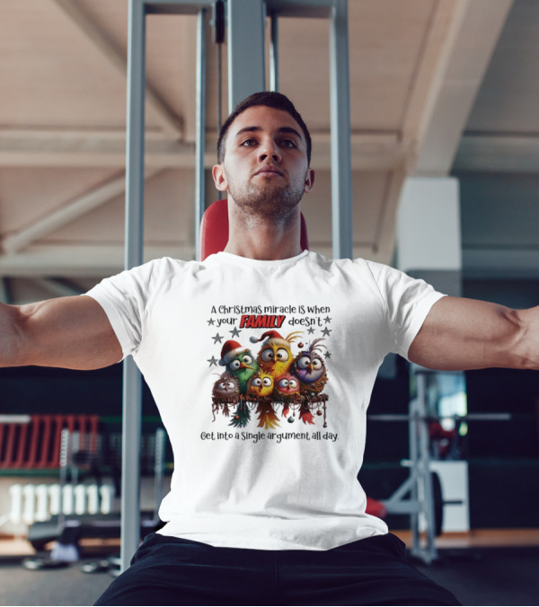 A Christmas Miracle Is When Your Family Doesn’t Get Into A Single Argument All Day Colorful Birds T-Shirt