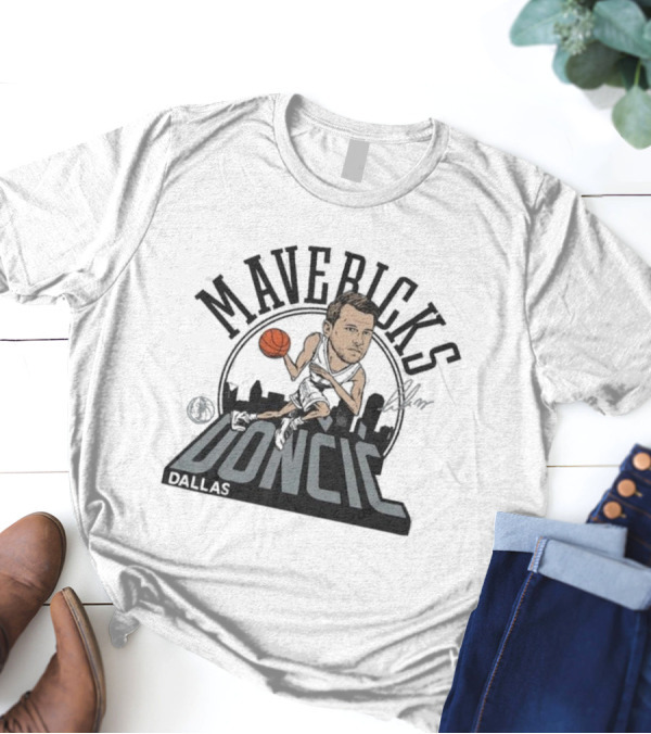 Mavericks Doncic Dallas 2024-25 City Edition Caricature Tri-Blend T-Shirt