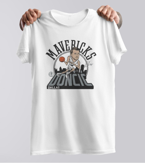 Mavericks Doncic Dallas 2024-25 City Edition Caricature Tri-Blend T-Shirt