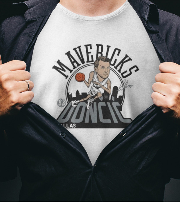 Mavericks Doncic Dallas 2024-25 City Edition Caricature Tri-Blend T-Shirt