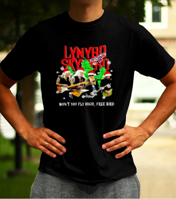 Lynyrd Skynyrd Won’t You Fly High Free Bird Christmas Holiday Band Santa Hats T-Shirt