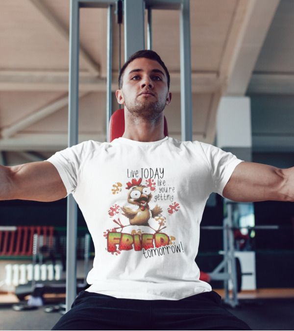 Live Today Like You’re Getting Fried Tomorrow Chicken Character Splatters T-Shirt