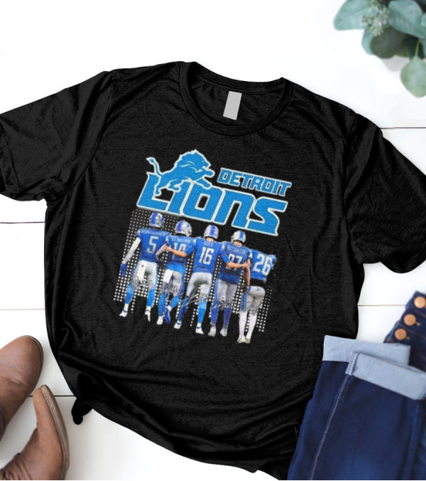 Detroit Lions Montgomery St. Brown Goff Hutchinson Gibbs Signatures T-Shirt