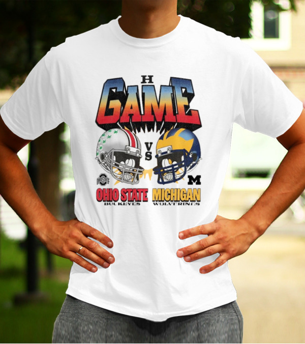Ohio State Buckeyes Vs Michigan Wolverines The Game Football Rivalry 2024 Helmet Clash T-Shirt