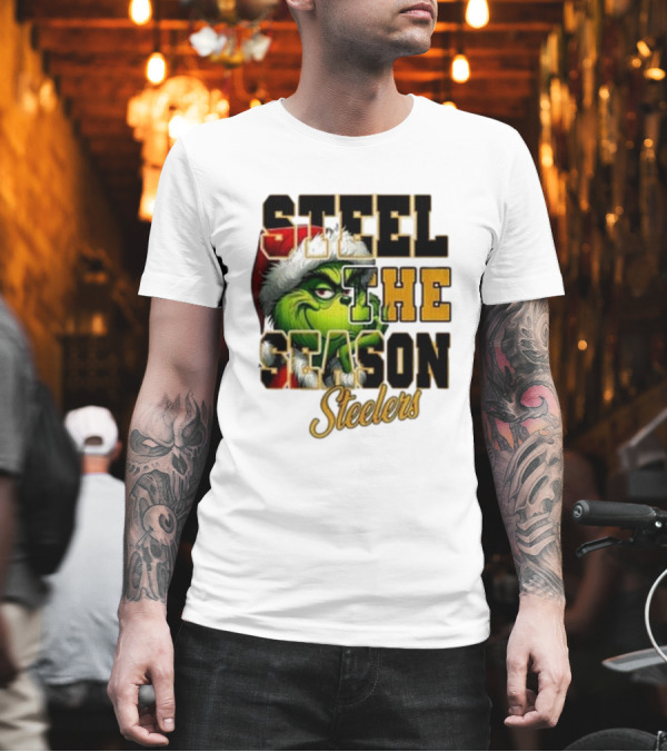 Steel The Season The Grinch Pittsburgh Steelers Merry Christmas T-Shirt