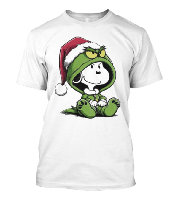 Snoopy In Grinch Costume Christmas Holiday T-Shirt