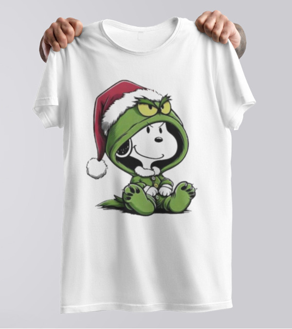 Snoopy In Grinch Costume Christmas Holiday T-Shirt