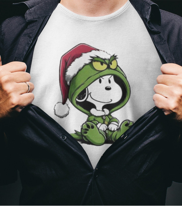 Snoopy In Grinch Costume Christmas Holiday T-Shirt