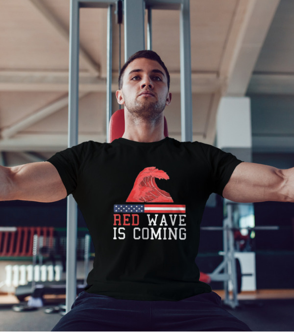 Red Wave Is Coming American Flag Wave T-Shirt
