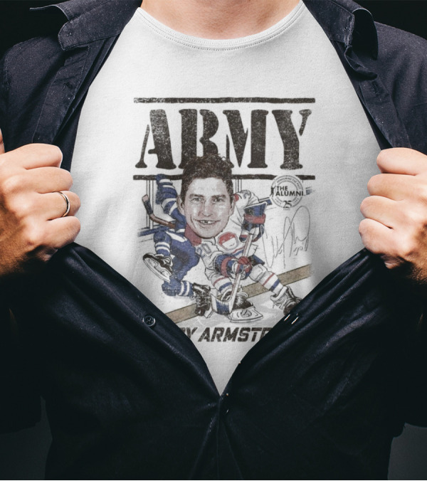 Spittin Chiclets NHL Alumni Association Army Colby Armstrong Hockey T-Shirt