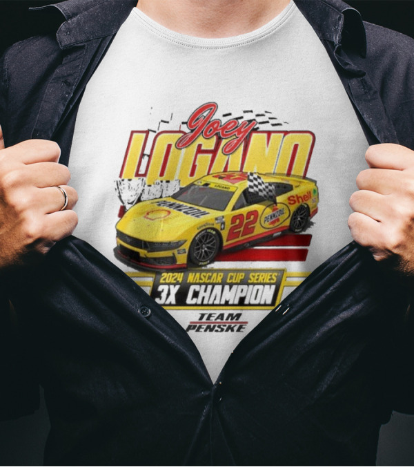 Joey Logano 2024 NASCAR Cup Series 3X Champion Team Penske Vintage Car 22 T-Shirt