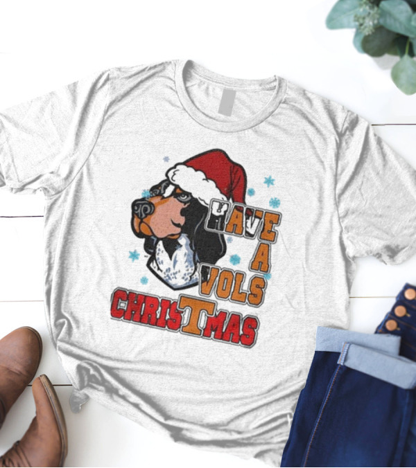 Have A Vols Christmas With Tennessee Volunteers Dog Santa Hat T-Shirt