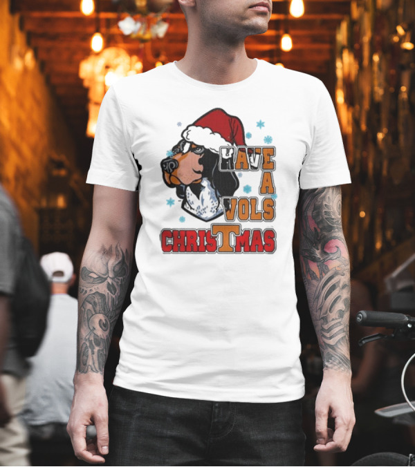 Have A Vols Christmas With Tennessee Volunteers Dog Santa Hat T-Shirt