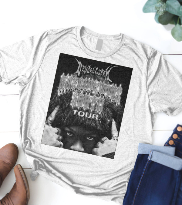 Mischievous South Tour 2025 North America Tour Half-Covered Hands Silver Rings Black And White Rugged T-Shirt
