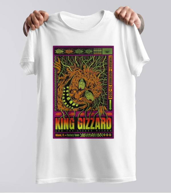 King Gizzard And The Lizard Wizard Miami FL November 21 2024 Factory Town T-Shirt
