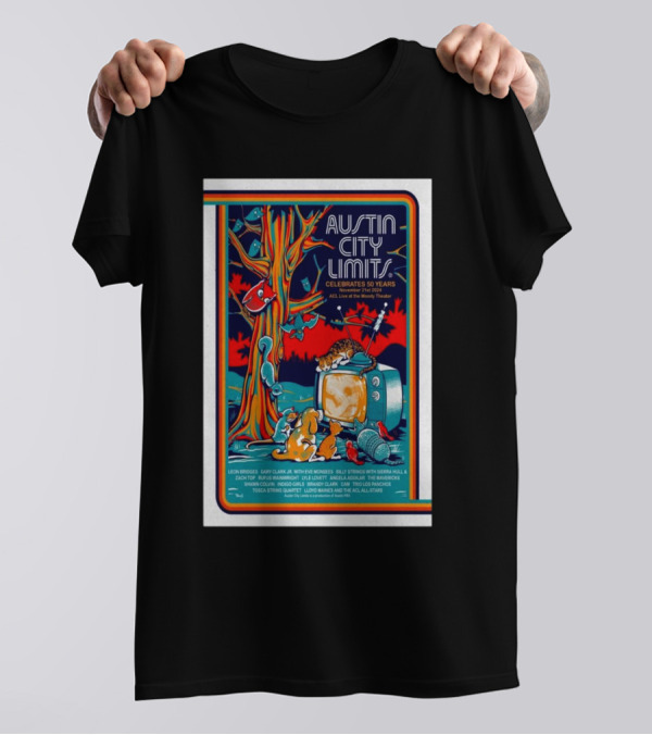 Austin City Limits Celebrates 50 Years November 21 2024 ACL Live At The Moody Theater In Austin TX Leon Bridges Gary Clark Jr Lucius T-Shirt