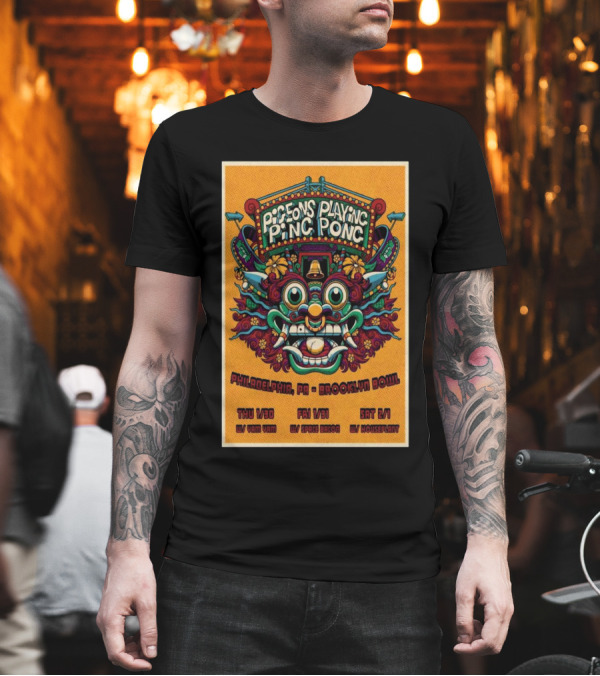 Pigeons Playing Ping Pong Philadelphia PA Brooklyn Bowl Jan 30-31 2025 W/ Yam Yam W/ Space Bacon W/ Houseplant T-Shirt