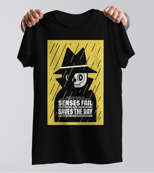 Senses Fail And Saves The Day New Jersey Vs The World Tour November 22 2024 Saint Andrew’s Hall Detroit MI T-Shirt