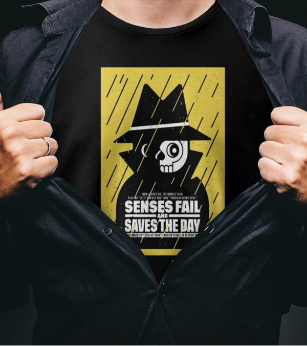 Senses Fail And Saves The Day New Jersey Vs The World Tour November 22 2024 Saint Andrew’s Hall Detroit MI T-Shirt