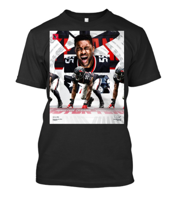 Danielle Hunter Houston Texans Vs Tennessee Titans November 24 2024 Signature NFL Player 55 Roar And Action Pose T-Shirt