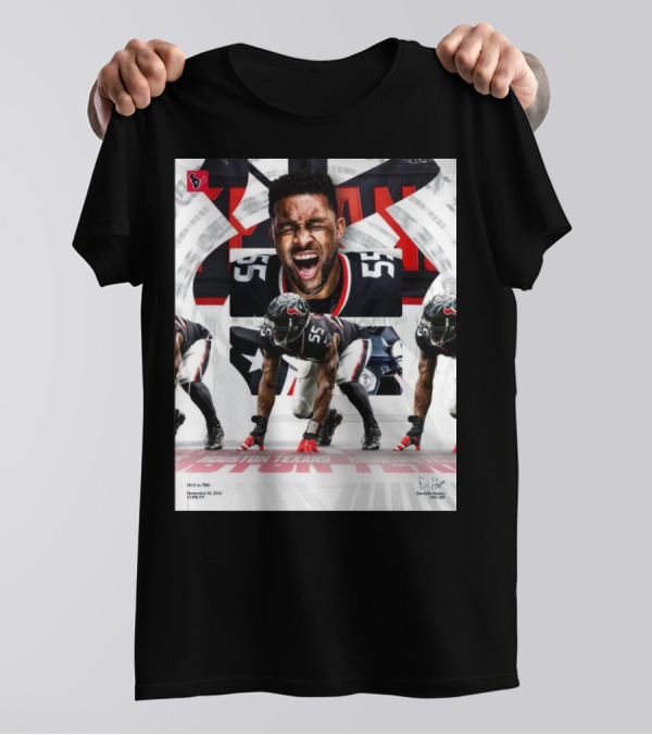 Danielle Hunter Houston Texans Vs Tennessee Titans November 24 2024 Signature NFL Player 55 Roar And Action Pose T-Shirt