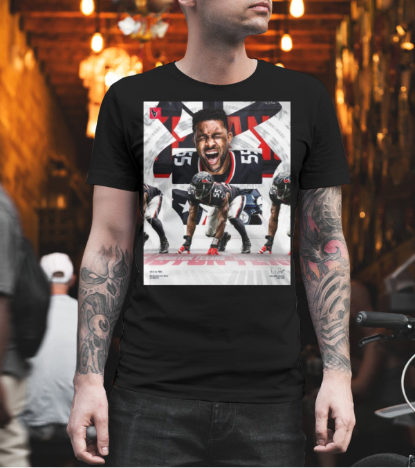 Danielle Hunter Houston Texans Vs Tennessee Titans November 24 2024 Signature NFL Player 55 Roar And Action Pose T-Shirt
