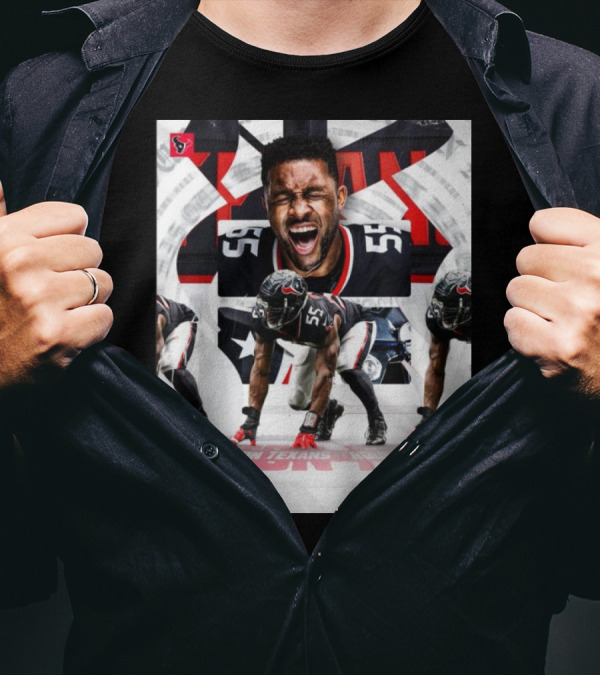 Danielle Hunter Houston Texans Vs Tennessee Titans November 24 2024 Signature NFL Player 55 Roar And Action Pose T-Shirt