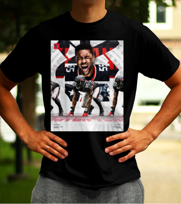 Danielle Hunter Houston Texans Vs Tennessee Titans November 24 2024 Signature NFL Player 55 Roar And Action Pose T-Shirt