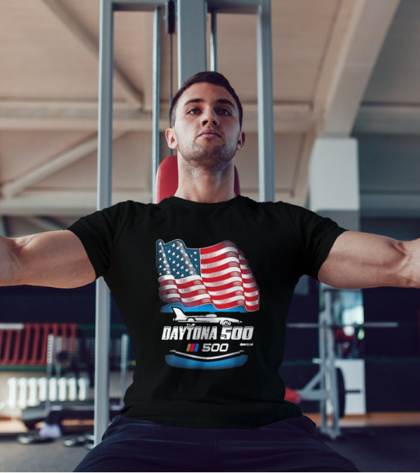 Daytona 500 American Flag Racing Daytona International Speedway 2025 Checkered Flag Sports T-Shirt