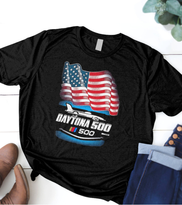 Daytona 500 American Flag Racing Daytona International Speedway 2025 Checkered Flag Sports T-Shirt