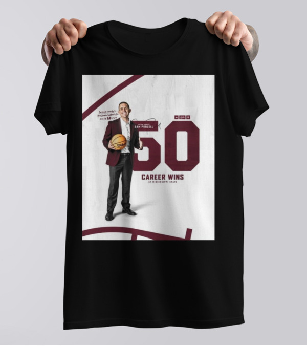Head Coach Sam Purcell 50 Career Wins Fastest Coach In Program History At Mississippi State Signature T-Shirt