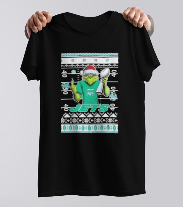 New York Jets Grinch Super Bowl Trophy Ugly Christmas T-Shirt