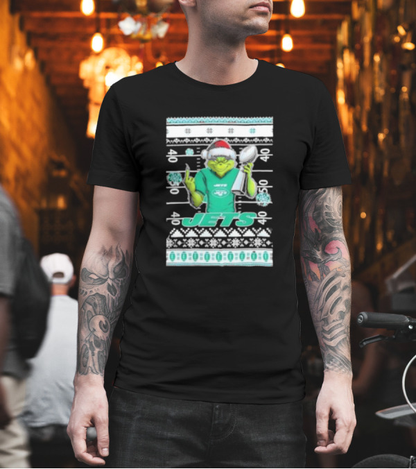 New York Jets Grinch Super Bowl Trophy Ugly Christmas T-Shirt