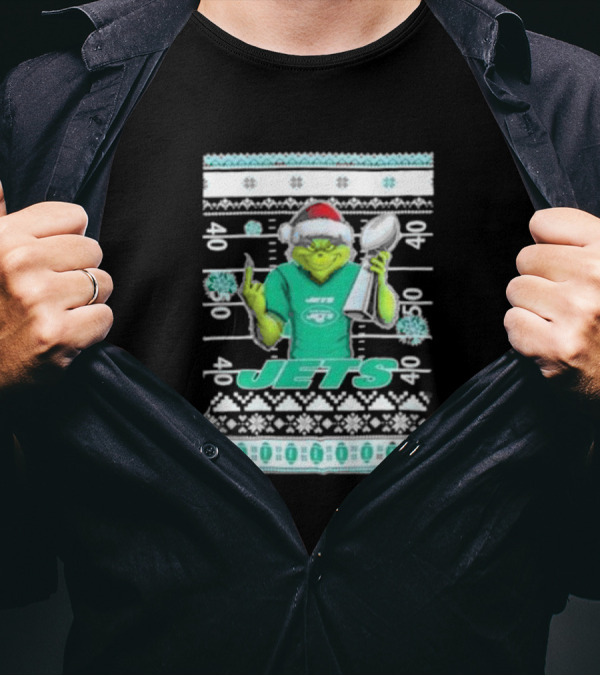 New York Jets Grinch Super Bowl Trophy Ugly Christmas T-Shirt
