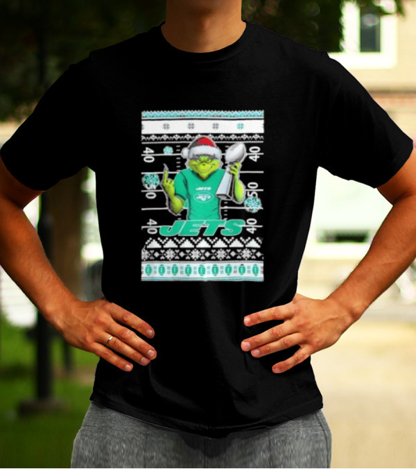 New York Jets Grinch Super Bowl Trophy Ugly Christmas T-Shirt