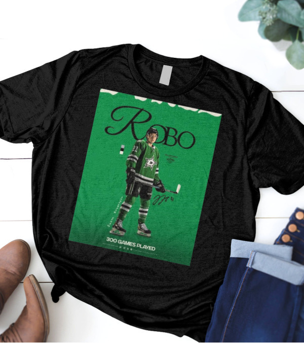 Dallas Stars Robo Jason Robertson 300 Games Played NHL T-Shirt