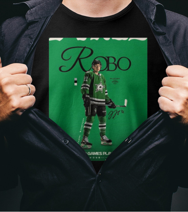 Dallas Stars Robo Jason Robertson 300 Games Played NHL T-Shirt