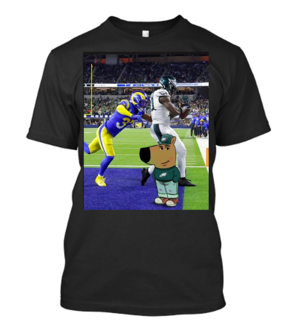 Philadelphia Eagles Vs Los Angeles Rams Cartoon Character NFL Scene T-Shirt