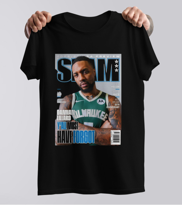 SLAM 2024-2025 NBA Preview Damian Lillard Milwaukee Bucks Y'All Must Have Forgot 30th Anniversary T-Shirt