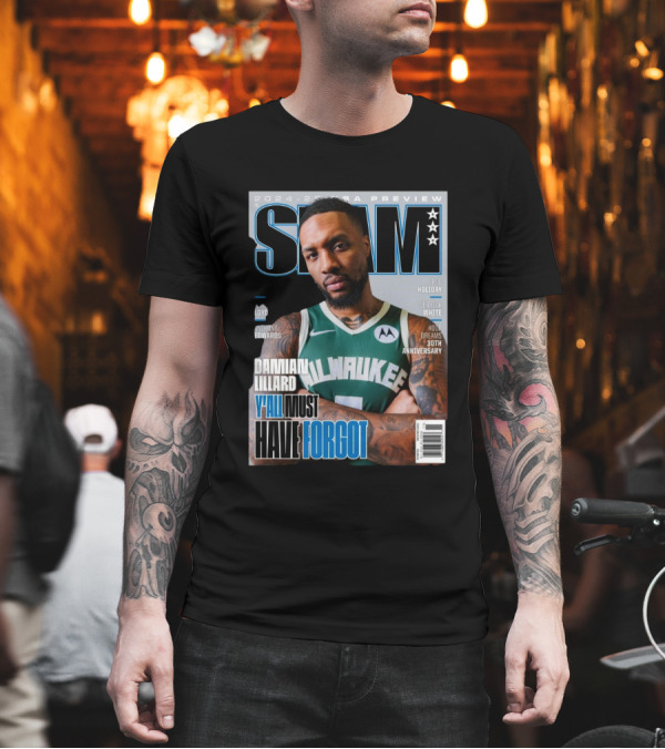 SLAM 2024-2025 NBA Preview Damian Lillard Milwaukee Bucks Y'All Must Have Forgot 30th Anniversary T-Shirt