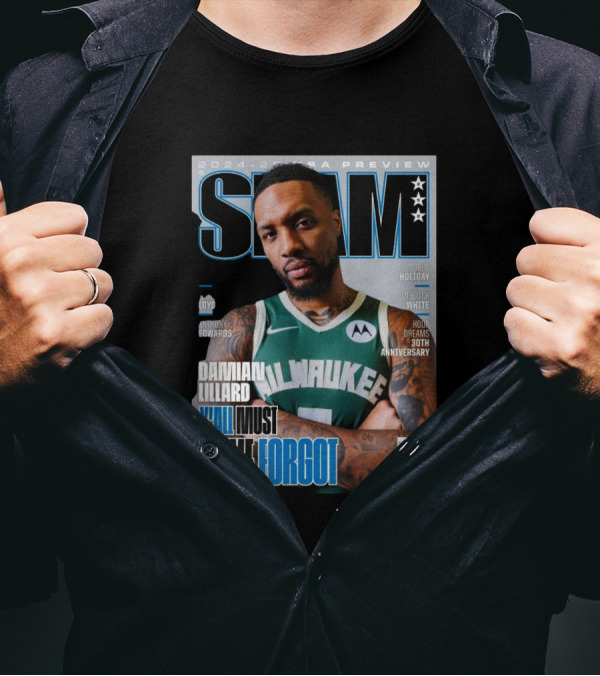 SLAM 2024-2025 NBA Preview Damian Lillard Milwaukee Bucks Y'All Must Have Forgot 30th Anniversary T-Shirt