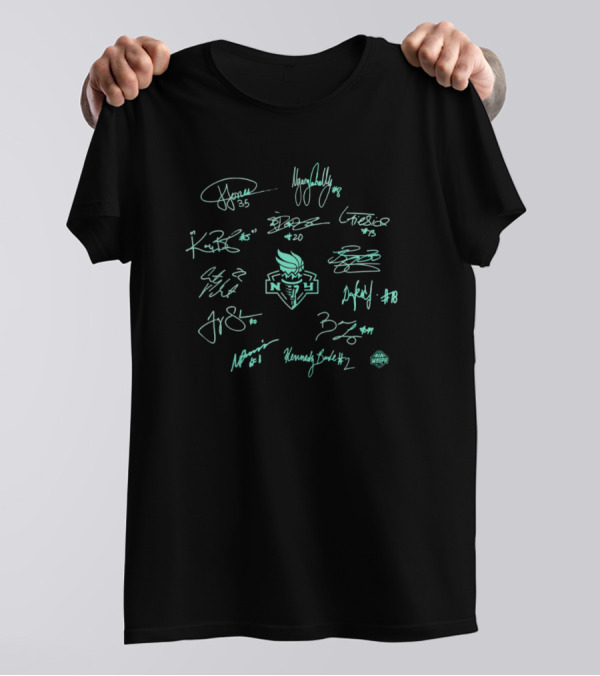 New York Liberty WNBA Basketball 2024 Champions Signatures History Made Roster T-Shirt