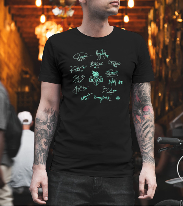 New York Liberty WNBA Basketball 2024 Champions Signatures History Made Roster T-Shirt